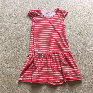 Salmon and white striped dress